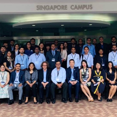 Staff and faculty of SP Jain welcome 30 agents to the Annual Educators’ Summit 2018 at the Singapore campus