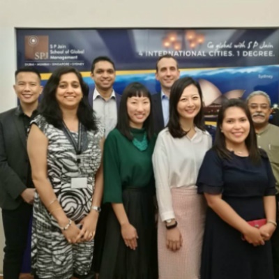 Dr John Fong, CEO & Head of Campus (Singapore), SP Jain; Ms Anu Madan,
Manager (Industry Interface & Alumni Relations), SP Jain; Mr Ranjith Menon,
Head of Marketing, Heinemann APAC & SP Jain alumnus; Ms Michelle Soh, 
Manager (Learning & Development), Heinemann APAC; Mr Johannes Sammann, 
Chief Operating Officer, Heinemann; Ms Linda Gan, Manager (Human Resources), 
Heinemann; Chief Mentor (Corporate Relations), SP Jain
