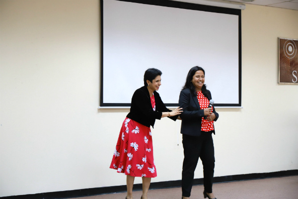 Area Director TM Saro Tharyaan introduced Parmita Debnath, Founder President of SP Jain Toastmasters Club