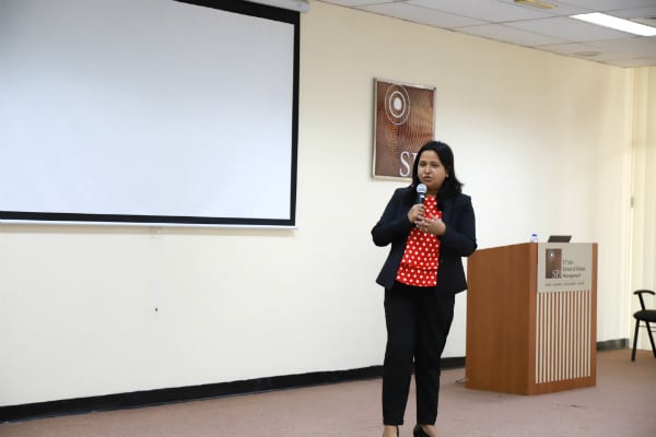 Parmita Debnath, Founder President of SP Jain Toastmasters Club, engaged with the participants